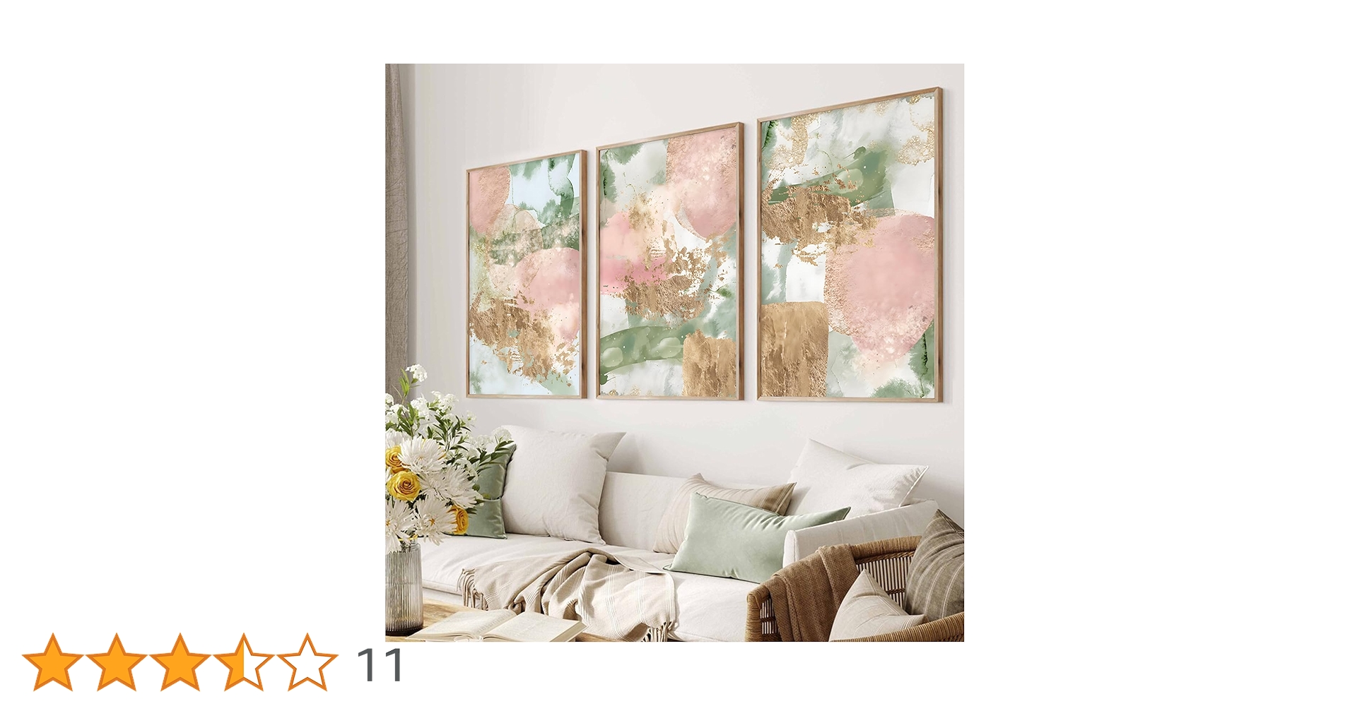 ピンク　ベージュ　グリーン　ゴールド　絵画　アート BLOOM - アート 抽象画 現代アート 立体的 爽やか ゴールド 緑